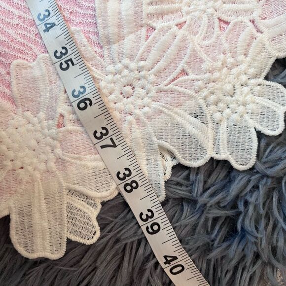 Ming Wang Floral Lace Hem Knit Sheath Dress Whisper Pink Size S - Picture 6 of 7